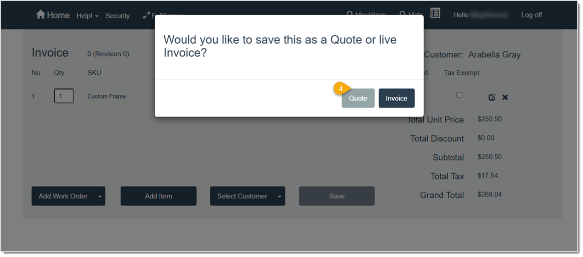 Image showing how to save a work order as a quote in the LifeSaver software.