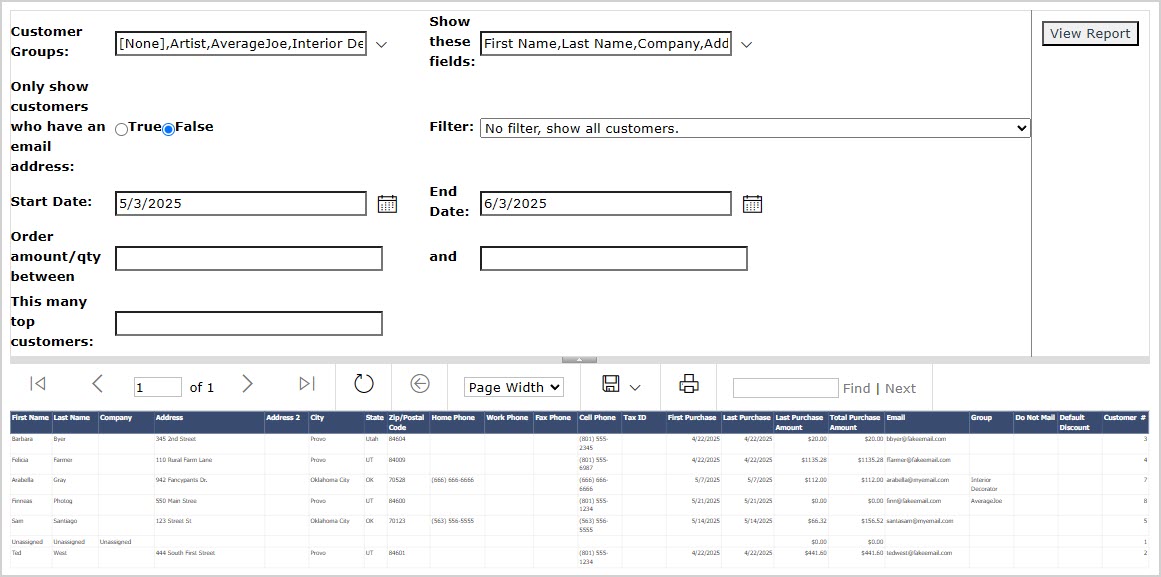 Image showing the Customer Export page in the LifeSaver system.