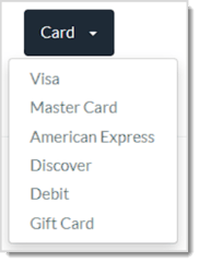 Image showing the Card payment options from the Accept Payment page of the LifeSaver system.