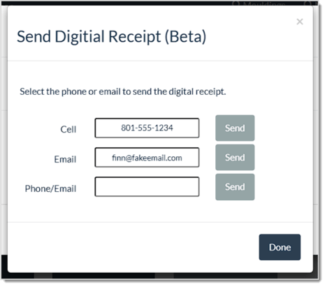 Image showing the Invoice options when generating a digital Invoice in the LifeSaver system.