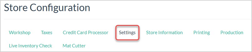 Image showing the top of the Store Configuration page of the LifeSaver system with the Settings tab highlighted.