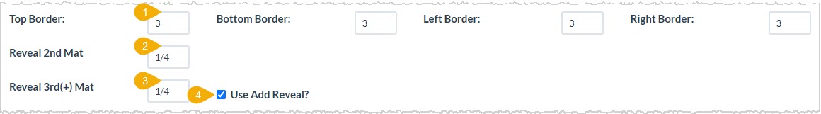 Image showing the border and mat settings on the Settings tab of the Store Configuration page of the LifeSaver system.