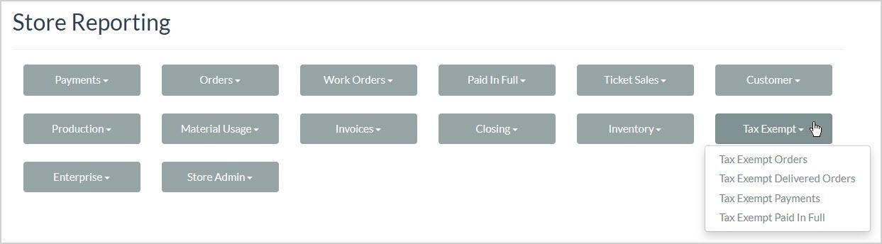 Image showing the Inventory reports of the LifeSaver system’s Store Reporting page.