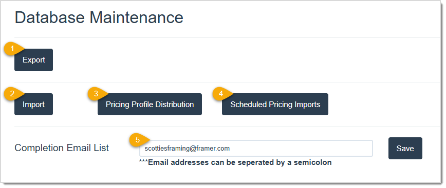 Image displaying the Database Maintenance page of the LifeSaver system with key features highlighted.