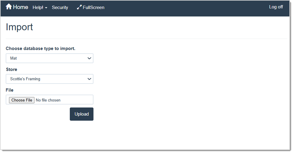 Image displaying the Import page.