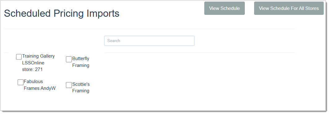 Image displaying the Scheduled Pricing Imports page of the LifeSaver system.