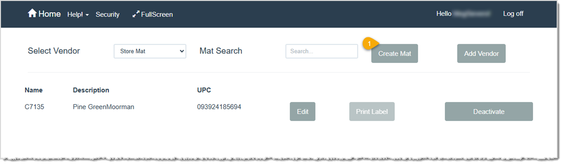 Image highlighting the Create Mat button used to create a from-scratch store Mat in the LifeSaver software.