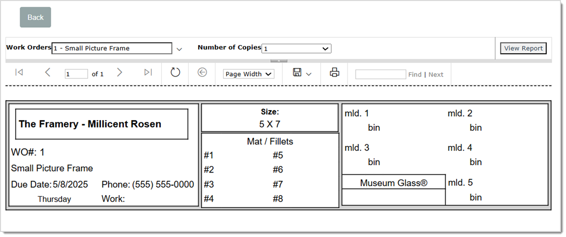 Image displays the Art Copies report.