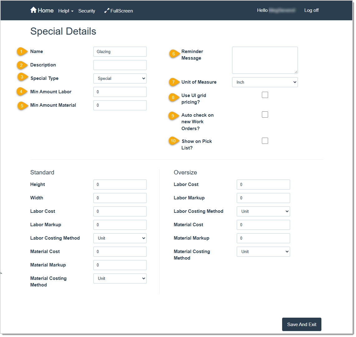 Image showing the Special Details page in the LifeSaver software with key features highlighted.