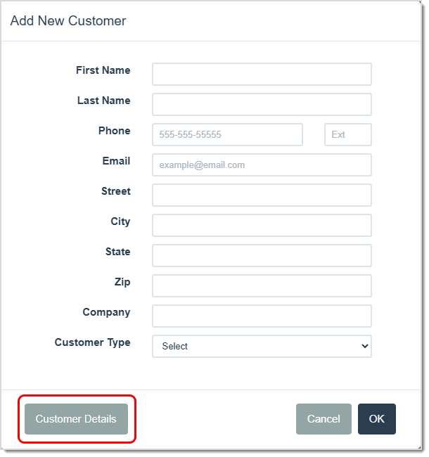 Image showing how to access the Customer Details in the LifeSaver software while working on an invoice and the customer isn’t already in your Customer Database.