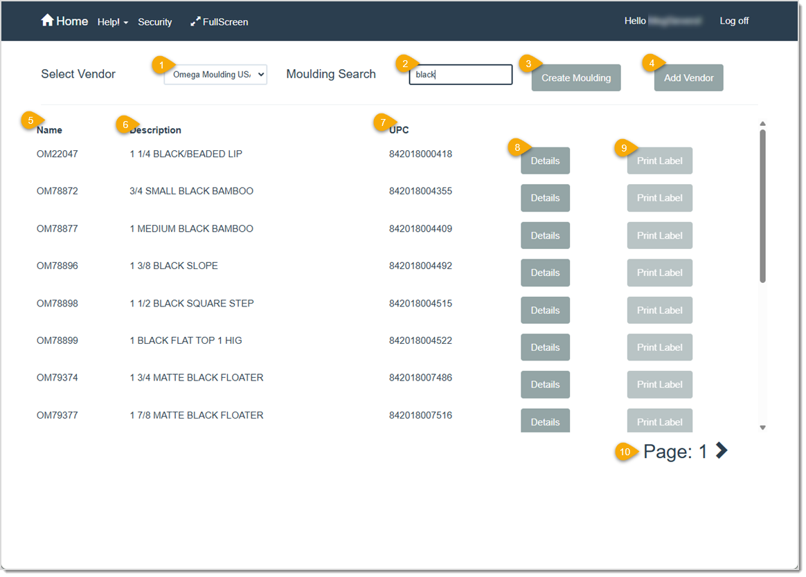 Image showing the Moulding page of the LifeSaver software with key features highlighted.