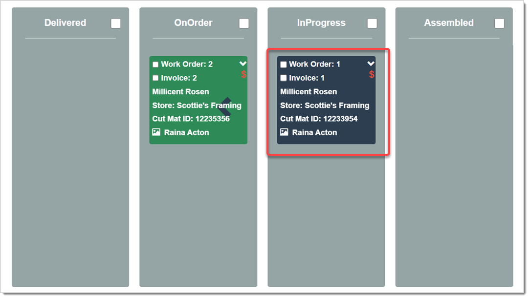 Image showcasing the color change to navy blue due to a Rule associated with that Status.