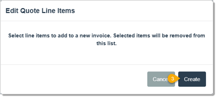 Image showing how to continue to the Invoice window to make changes to a quote.
