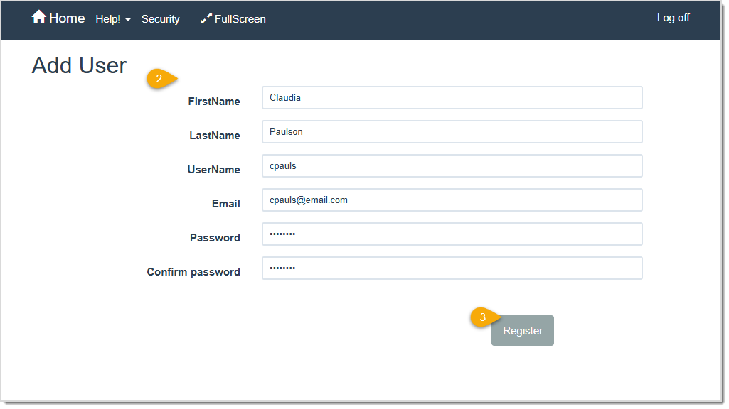 Image displaying the Add User page of the LifeSaver software.