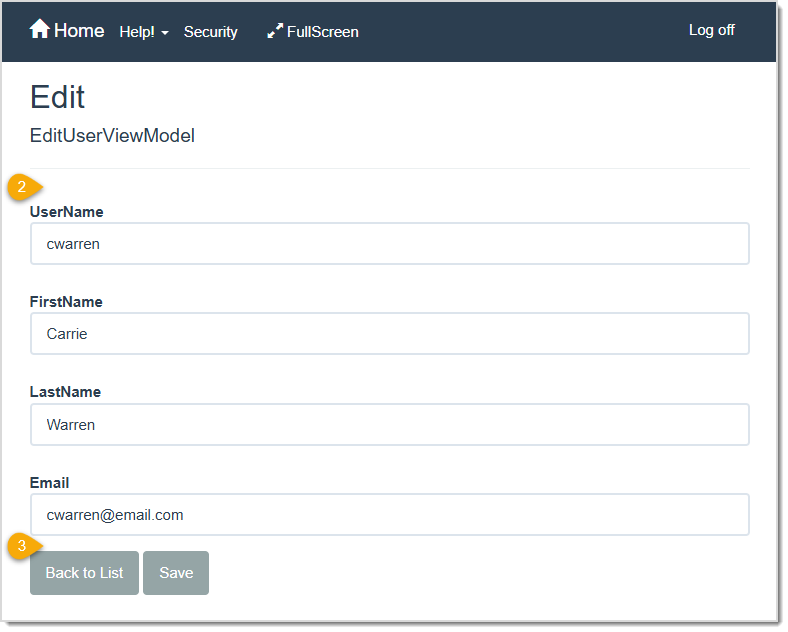 Image displaying the Edit User page of the LifeSaver software.