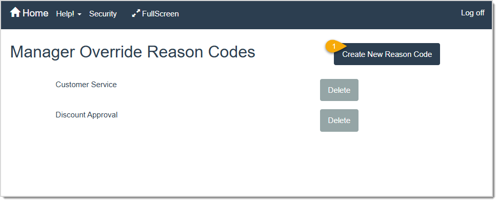 Image displaying the Manager Override Reason Codes page of the LifeSaver software.