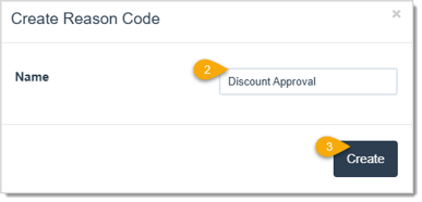 Image displaying the Create Reason Code window.