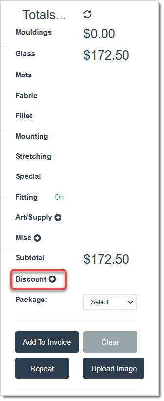 Image displaying the Write Order page of the LifeSaver software, highlighting the Discount button.